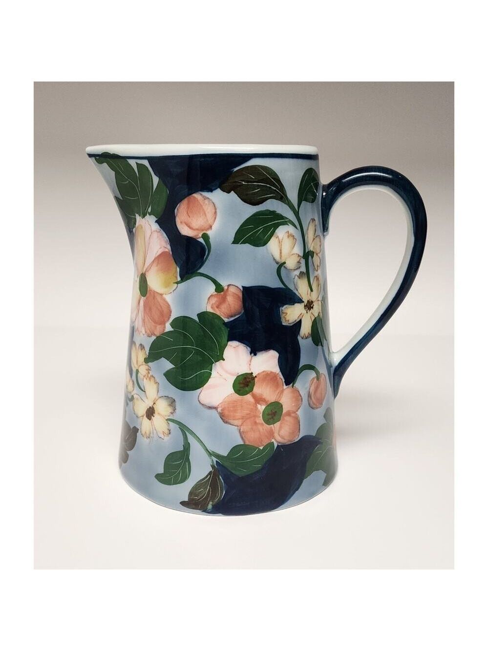 Pitcher Ceramic China Flower Flowers Pansies Blue Green Pink Pouring Planter
